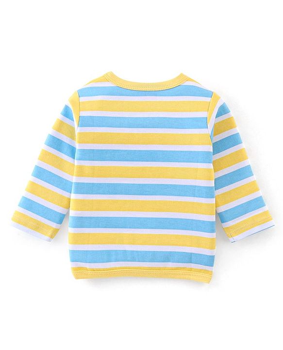 Babyhug 100% Cotton Knit Full Sleeves Bear Print Vests Pack of 3 - Multicolour