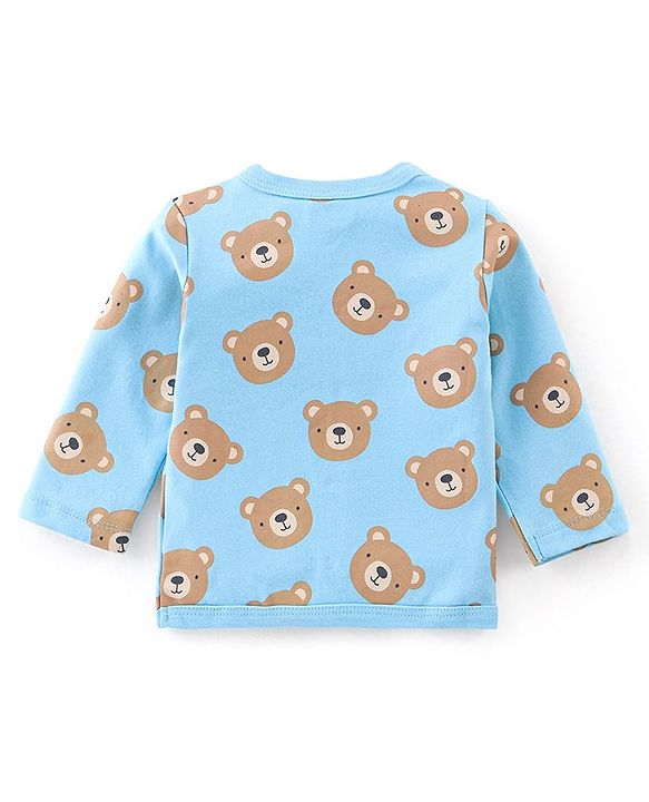Babyhug 100% Cotton Knit Full Sleeves Bear Print Vests Pack of 3 - Multicolour