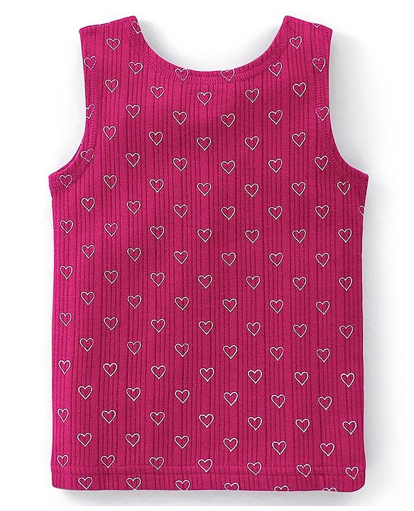 Babyhug Cotton Full Sleeves Vest Pullover & Bottom Thermal Wear Combo Heart Print Pack Of 3 - Purple