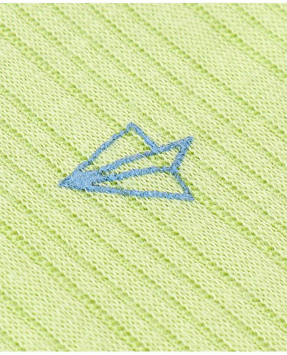 Babyhug Cotton Full Sleeves Vest Pullover & Bottom Thermal Wear Combo Pack Of 3 Paper Plane Print - Sunny Lime