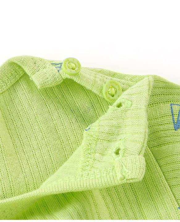 Babyhug Cotton Full Sleeves Vest Pullover & Bottom Thermal Wear Combo Pack Of 3 Paper Plane Print - Sunny Lime
