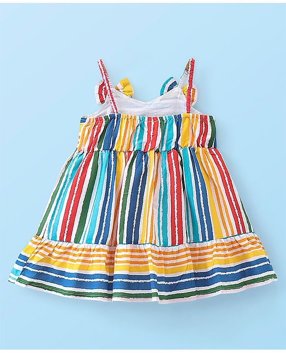 Babyhug Rayon Knit Frock With Full Sleeves Inner Tee Striped - Multicolour