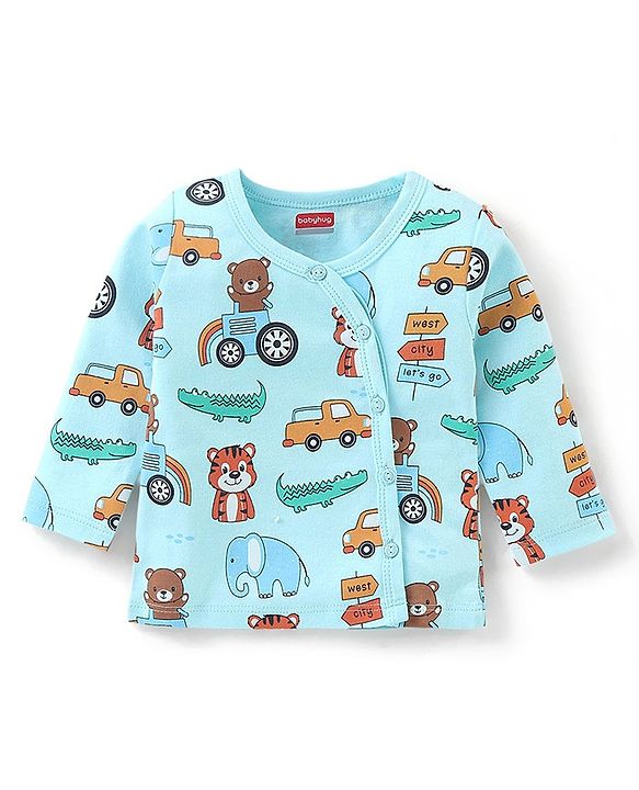 Babyhug 100% Cotton Knit Full Sleeves Bear & Tiger  Printed Vests Pack of 3 - Multicolour