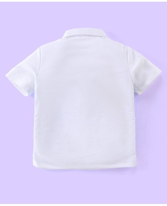 Babyhug Party Wear Half Sleeves T-Shirt & Trouser with  Bow Applique - Light Blue