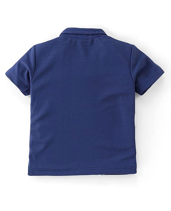Babyhug Half Sleeves T-Shirt & Pant Set with Bow Applique & Waistcoat Detailing Solid Colour - Purple & Blue