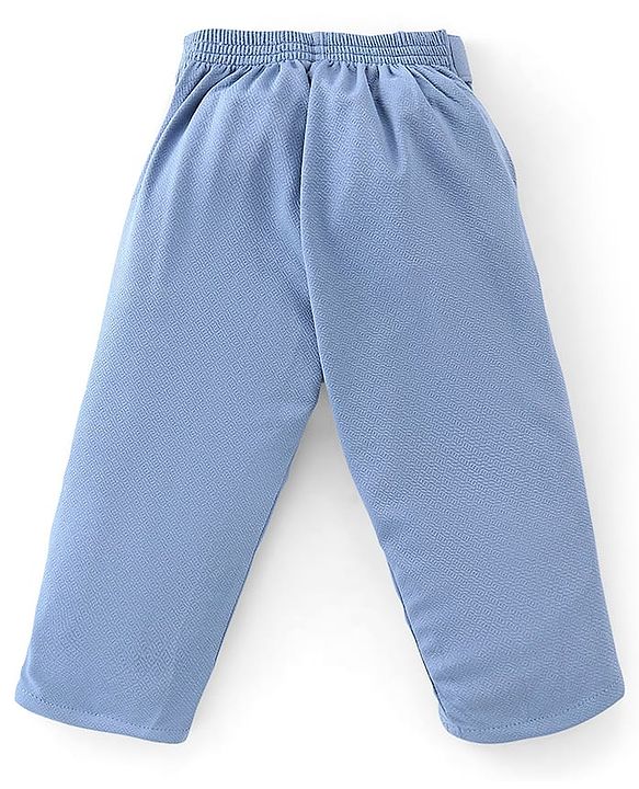 Babyhug Half Sleeves T-Shirt & Pant Set with Bow Applique & Waistcoat Detailing Solid Colour - Purple & Blue