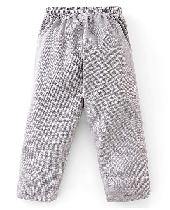 Babyhug Half Sleeves T-Shirt & Pant Set with Bow Applique & Waistcoat Detailing Solid Colour - Black & Grey