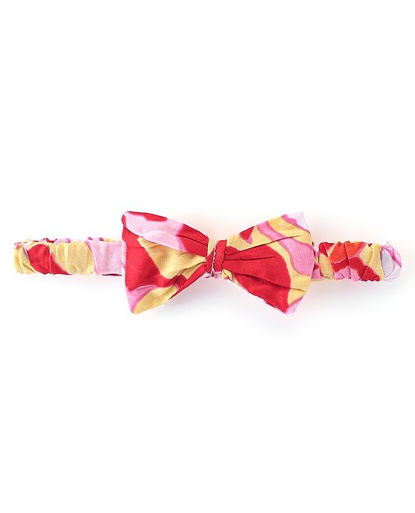 Babyhug Rayon Woven Full Sleeves Floral Printed Frock with Frill Detailing & Head Band - Red