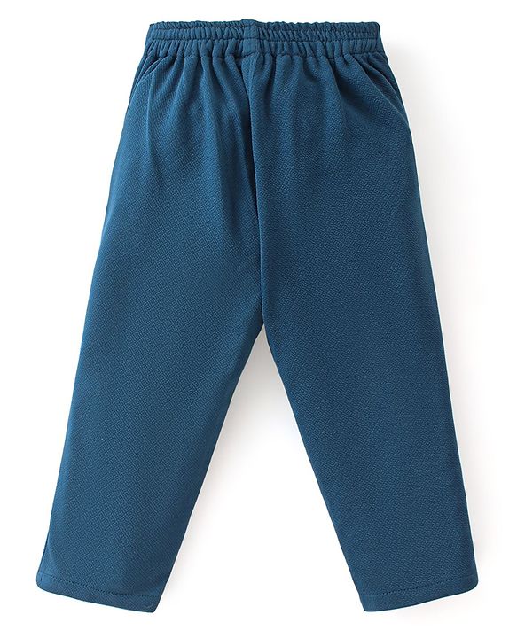Babyhug Woven with Stretch Half Sleeves Three Pieces Party Suit with Bow -Navy Blue
