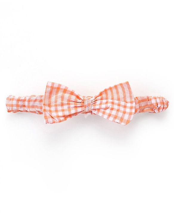 Babyhug Cotton Rayon Woven Full Sleeves Checked Frock with Bloomer and Headband - Peach