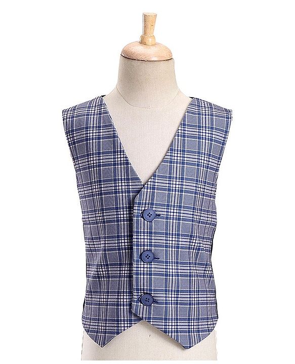 Babyhug Woven Full Sleeves 4 Piece Stretch Party Suit with Bow - White & Blue