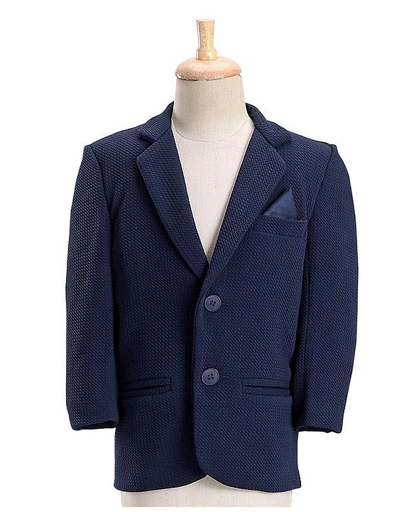 Babyhug Woven Full Sleeves 4 Piece Stretch Party Suit with Bow - White & Blue