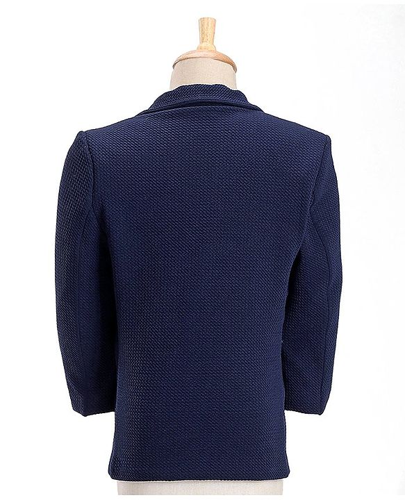 Babyhug Woven Full Sleeves 4 Piece Stretch Party Suit with Bow - White & Blue