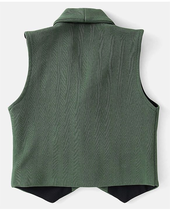 Babyhug Woven with Stretch Full Sleeves Three Pieces Party Suit with Bow - Green & White