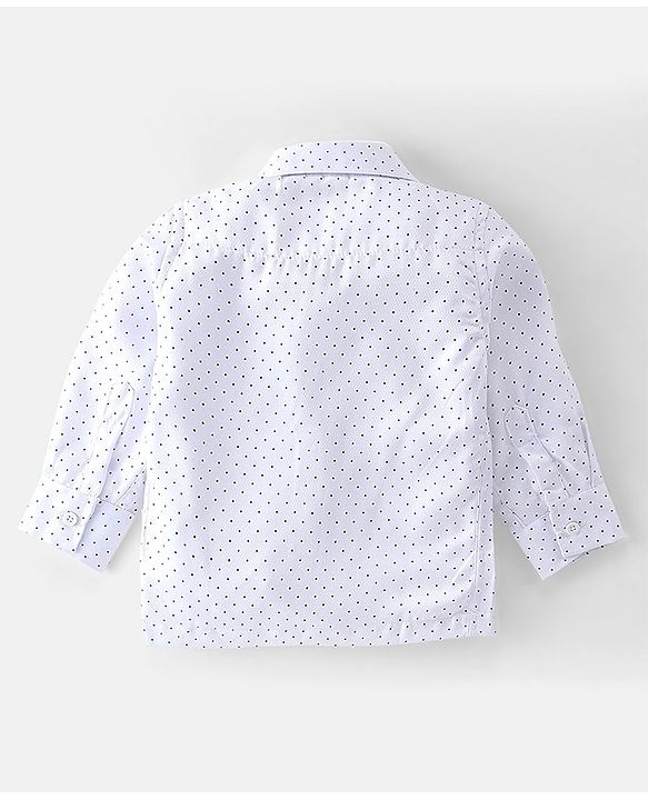Babyhug Woven with Stretch Full Sleeves Three Pieces Party Suit with Bow - Green & White