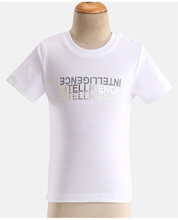 Babyhug Woven Full Sleeves Stretch Party Suit & T-Shirt with Text Print - White & Salmon Pink