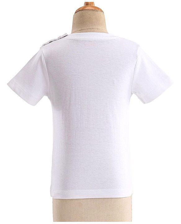 Babyhug Woven Full Sleeves Stretch Party Suit & T-Shirt with Text Print - White & Salmon Pink