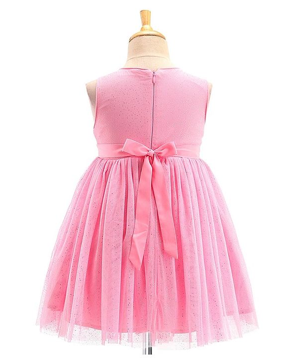 Babyhug Sleeveless Sequinned Party Frock - Pink