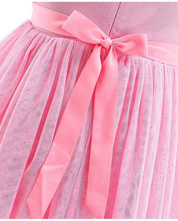 Babyhug Sleeveless Sequinned Party Frock - Pink