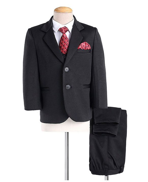 Babyhug Full Sleeves Party Suit with Bow Solid - Navy Blue main image 0