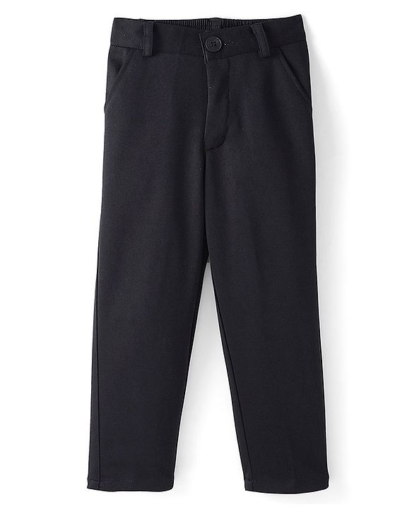 Babyhug Full Sleeves Party Suit with Bow Solid - Navy Blue main image 1