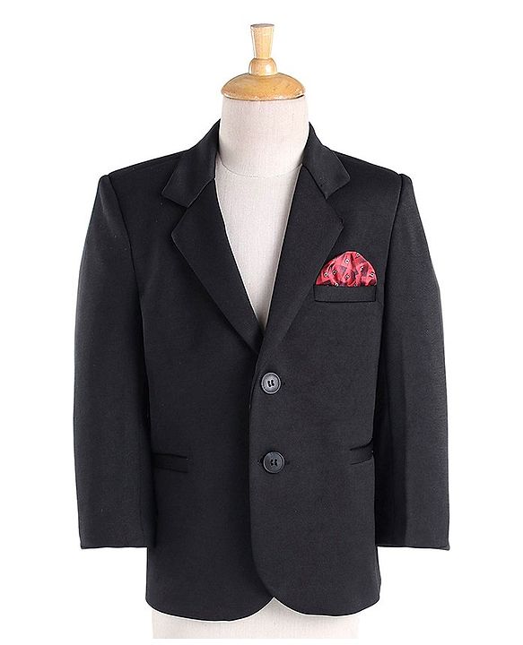 Babyhug Full Sleeves 3 Piece Stretch Party Suit with Tie - Black