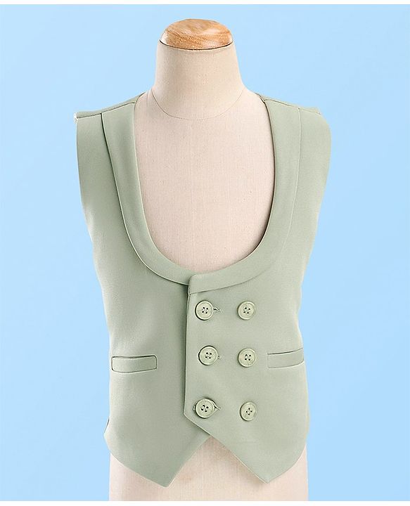 Babyhug Full Sleeves Stretch Three Piece Party Suit with Bow - Green