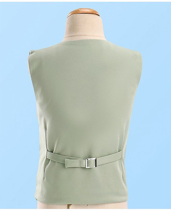 Babyhug Full Sleeves Stretch Three Piece Party Suit with Bow - Green
