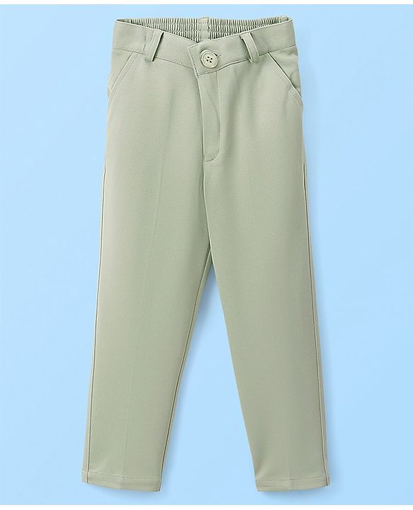 Babyhug Full Sleeves Stretch Three Piece Party Suit with Bow - Green