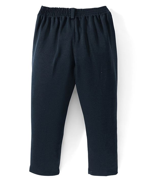 Babyhug Full Sleeves Stretch Three Piece Party Suit with Bow - Navy Blue