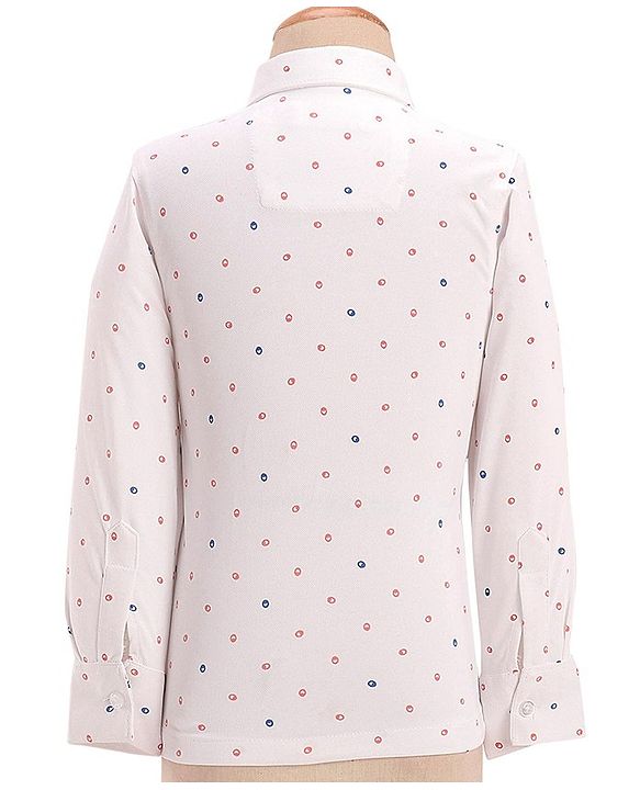 Babyhug Full Sleeves Three Piece Party Suit with Bow & Stretch - White & Pink
