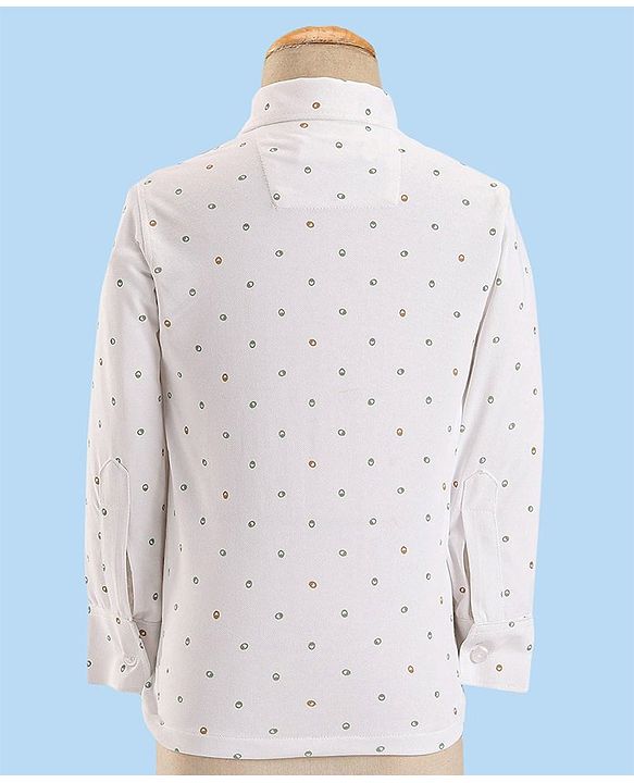 Babyhug Woven Full Sleeves Stretch Fit Party Suit With Waist Coat & Bow - Green & White
