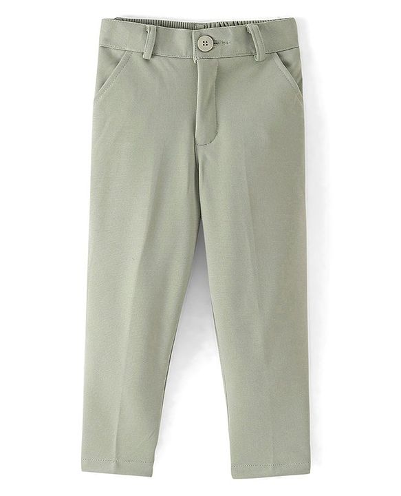 Babyhug Woven Full Sleeves Stretch Fit Party Suit With Waist Coat & Bow - Green & White