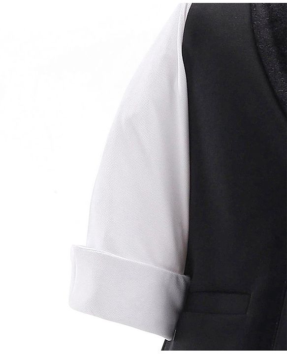 Babyhug Full Sleeves Party Suit Sheen Texture with Bow - White & Black