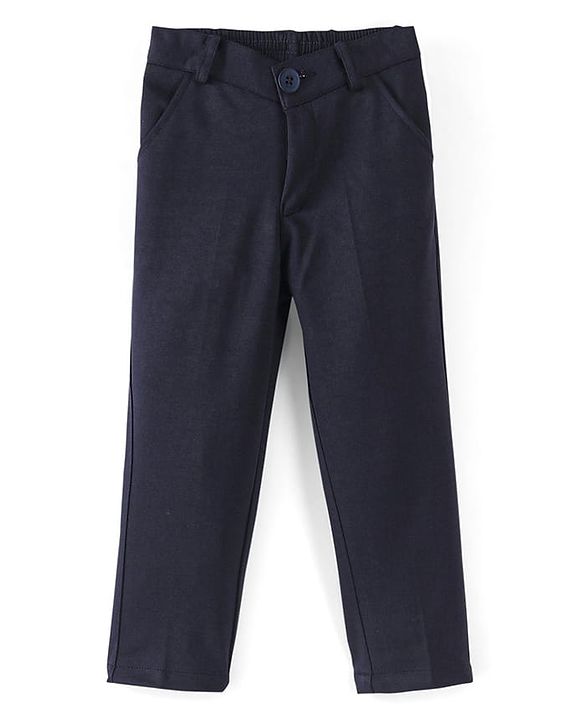 Babyhug Full Sleeves Party Suit Sheen Texture with Bow - White & Navy Blue