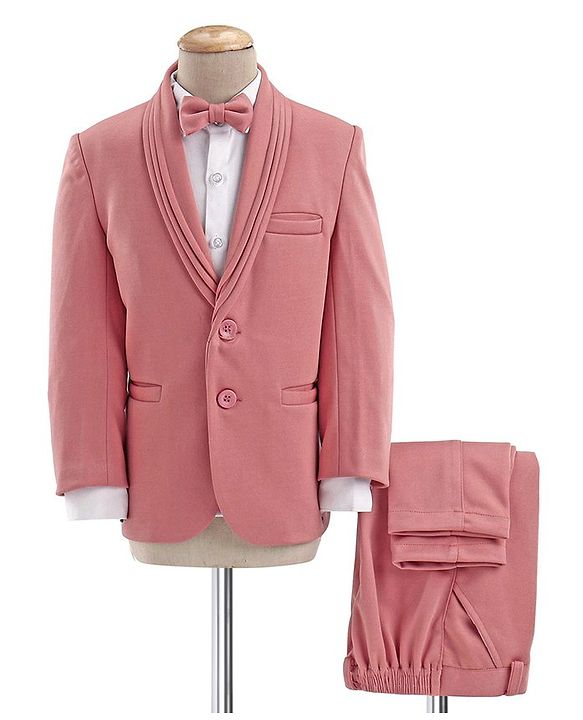 Babyhug Full Sleeves 3 Piece Party Suit with Stretch & Bow - White & Pink