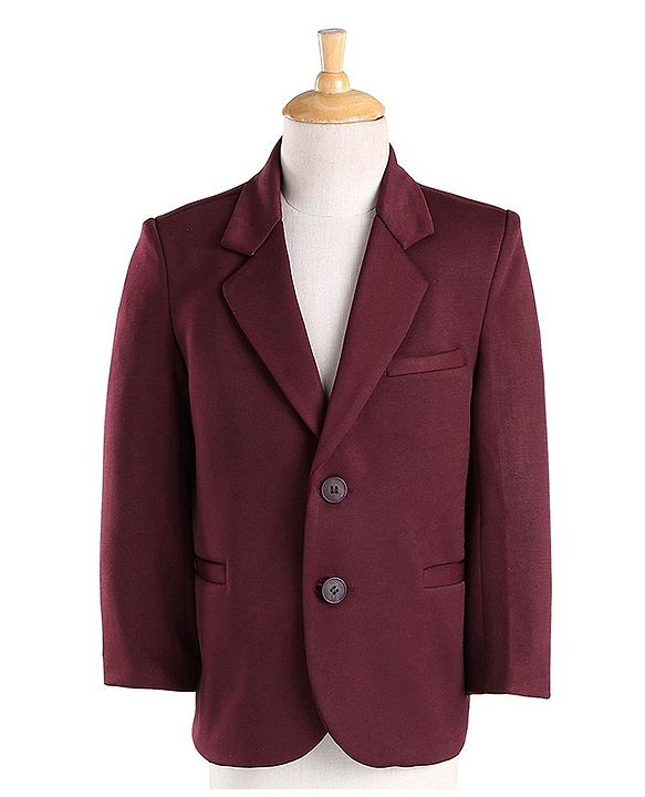 Babyhug Full Sleeves 3 Piece Stretch Party Suit with Tie - Maroon