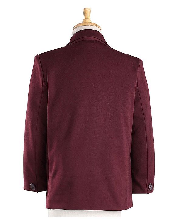 Babyhug Full Sleeves 3 Piece Stretch Party Suit with Tie - Maroon
