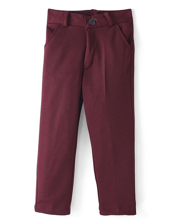 Babyhug Full Sleeves 3 Piece Stretch Party Suit with Tie - Maroon