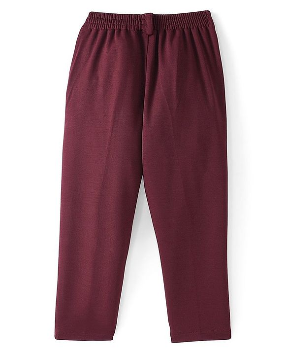 Babyhug Full Sleeves 3 Piece Stretch Party Suit with Tie - Maroon