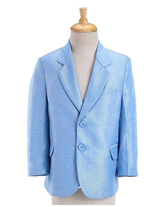 Babyhug Full Sleeves 3 Piece Stretch Party Suit with Bow - Light Blue