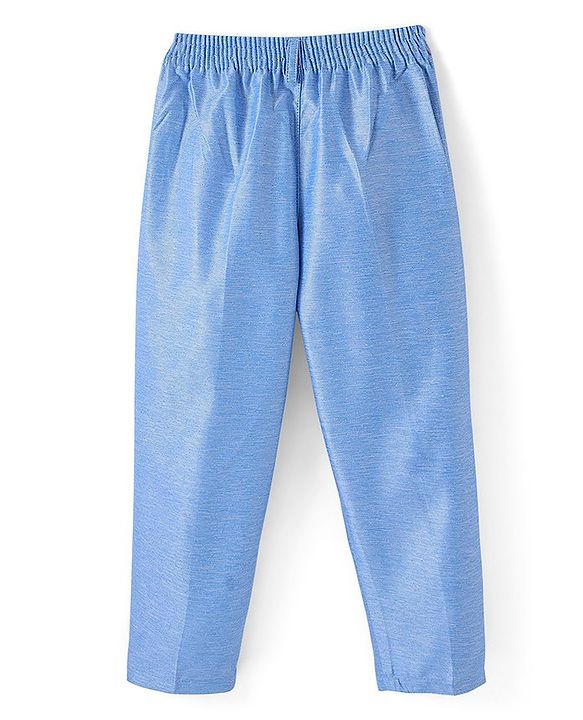 Babyhug Full Sleeves 3 Piece Stretch Party Suit with Bow - Light Blue