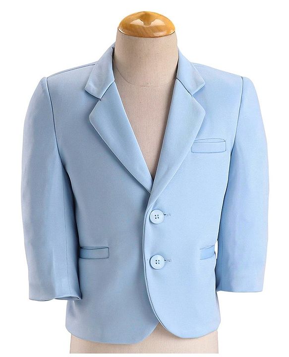 Babyhug Woven Full Sleeves Stretchable Party Suit & T-Shirt Set with Text Print - Light Blue