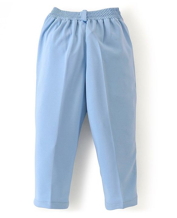 Babyhug Woven Full Sleeves Stretchable Party Suit & T-Shirt Set with Text Print - Light Blue