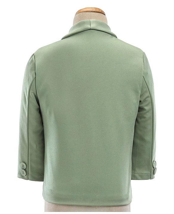 Babyhug Woven Full Sleeves Stretch Party Suit & T-Shirt With Text Print - Green
