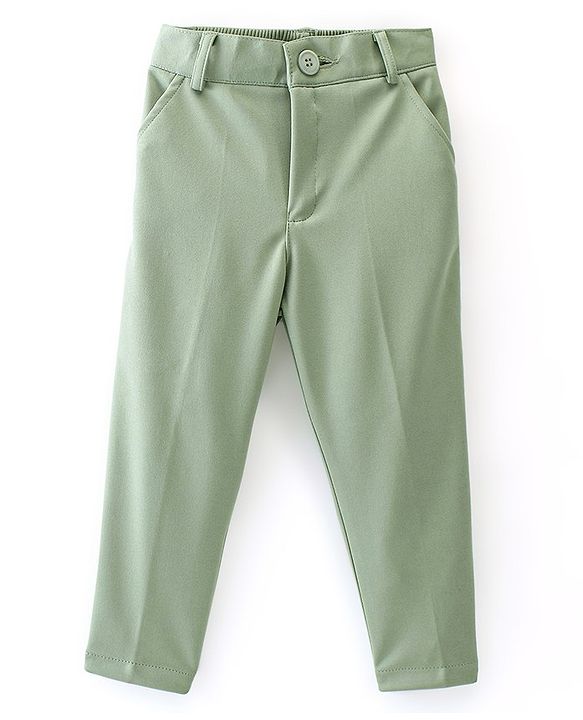 Babyhug Woven Full Sleeves Stretch Party Suit & T-Shirt With Text Print - Green