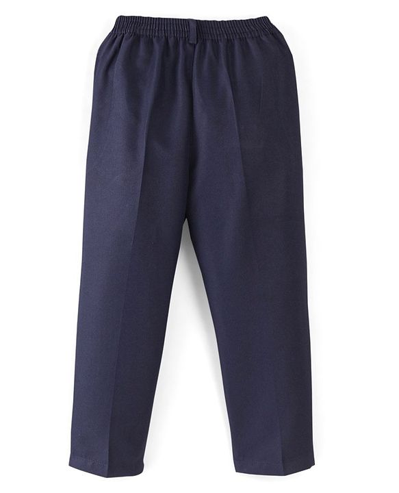 Babyhug Full Sleeves Party Suit with Stretch & Bow - White & Navy Blue