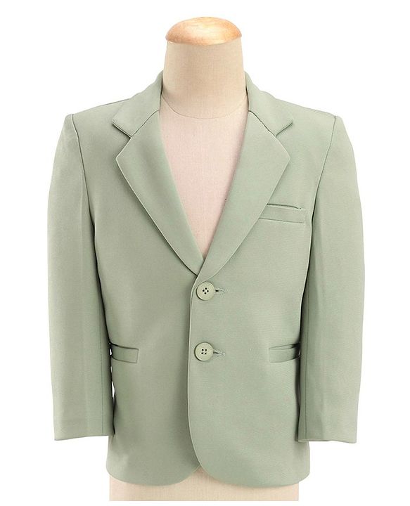 Babyhug Full Sleeves Three Piece Party Suit with Bow & Stretch - White & Green