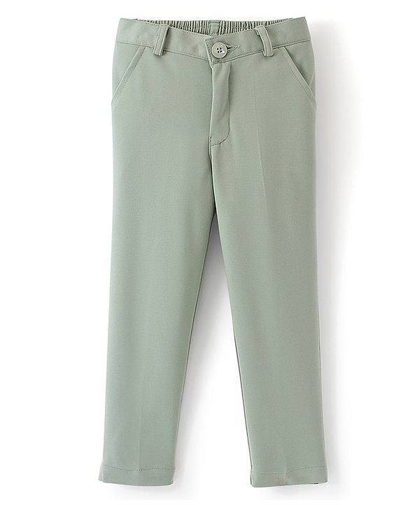 Babyhug Full Sleeves Three Piece Party Suit with Bow & Stretch - White & Green