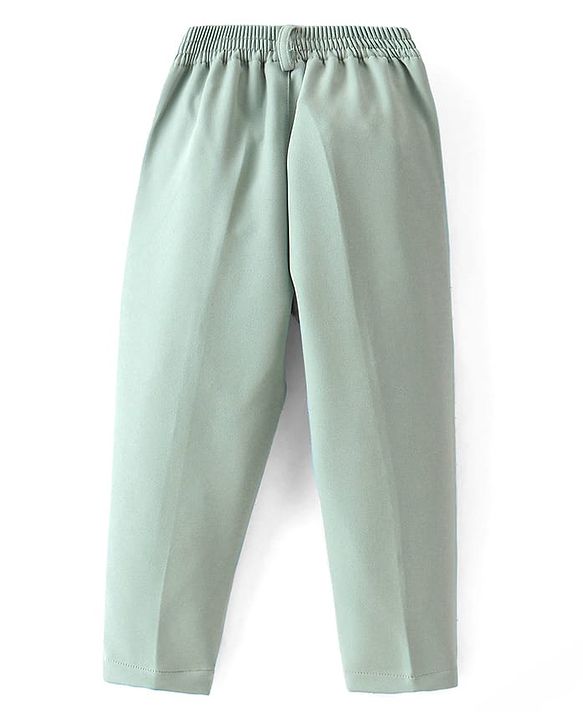 Babyhug Woven Full Sleeves Stretch Fit Party Suit With Waist Coat & Bow - Light Green